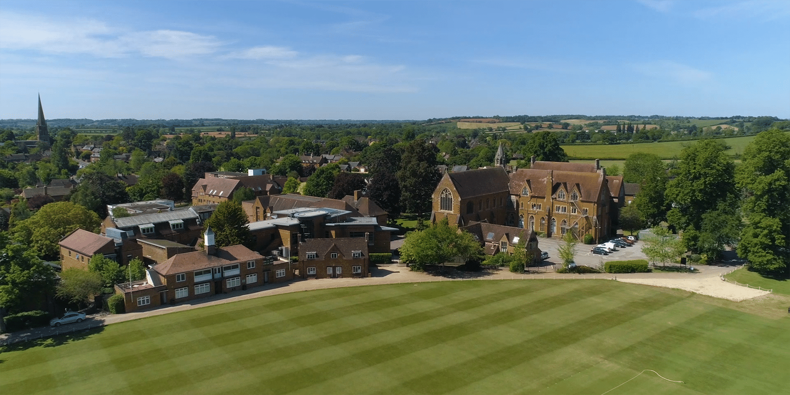 Drone shot of strawberry terrace of the school