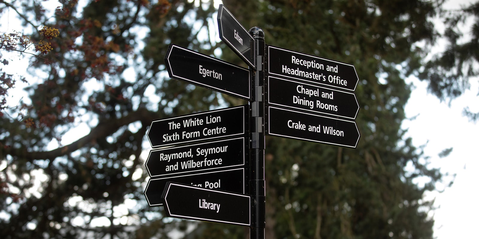A sign to Bloxham classrooms, facilities and locations