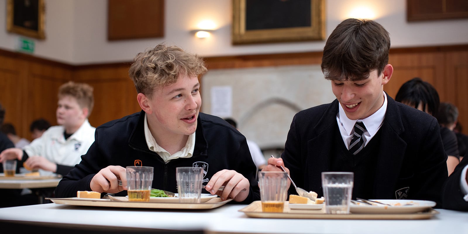 students in the lunch hall; Catering