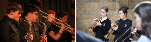 Bloxham Jazz Night and Workshop, students playing instruments